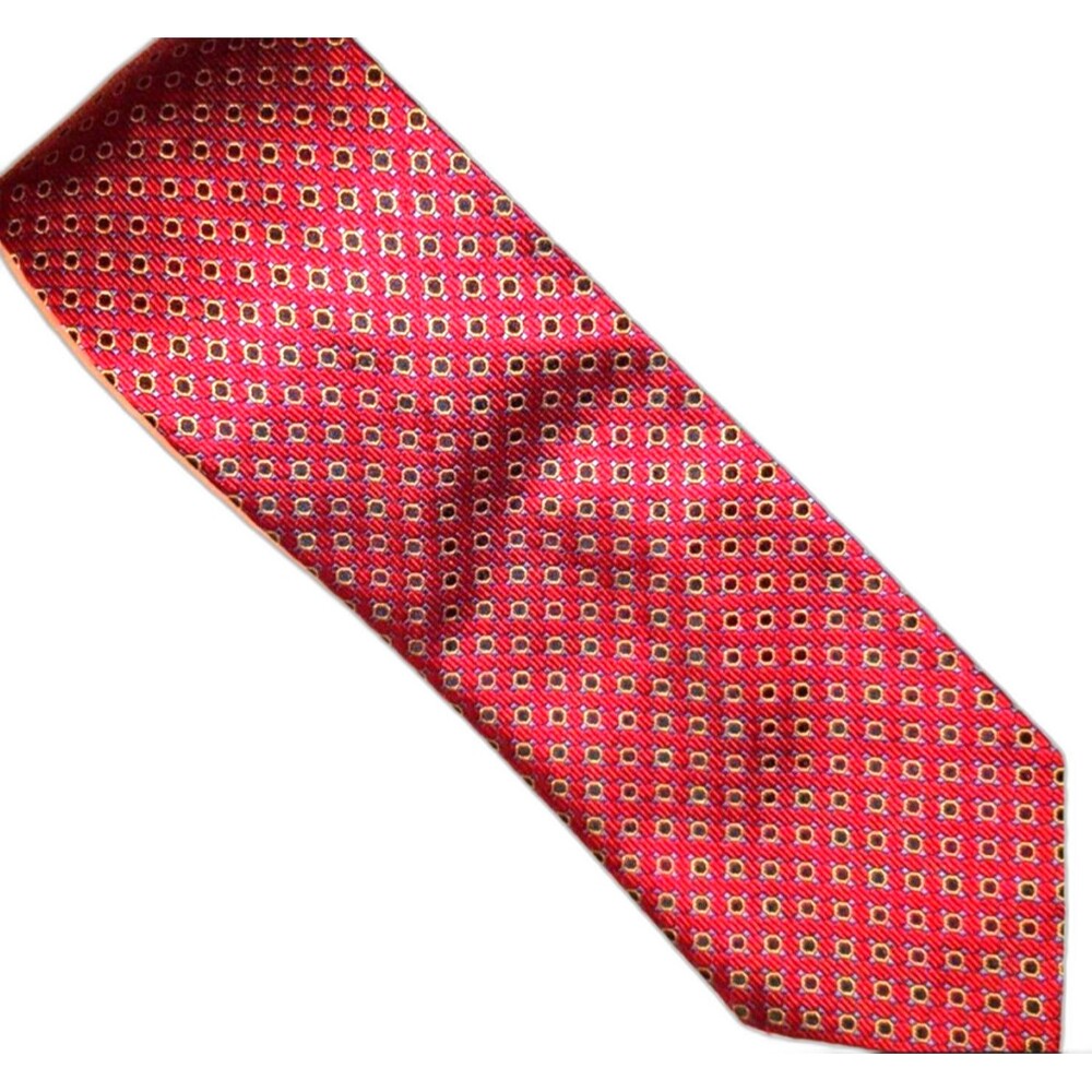 SARTORI ITALIAN Silk Neck Tie-Red Blue Black Gold 59”